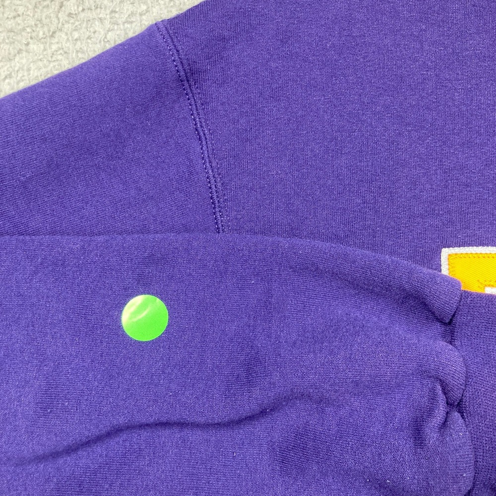 Emerson College Lions Sweatshirt Women XL Purple Pullover Champion Sweater FLAW - Picture 3 of 12
